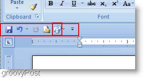 Forme di Microsoft Word 2007 aggiunte al menu di accesso rapido e spostate sotto la barra multifunzione
