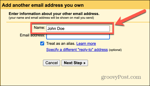 nome alias gmail