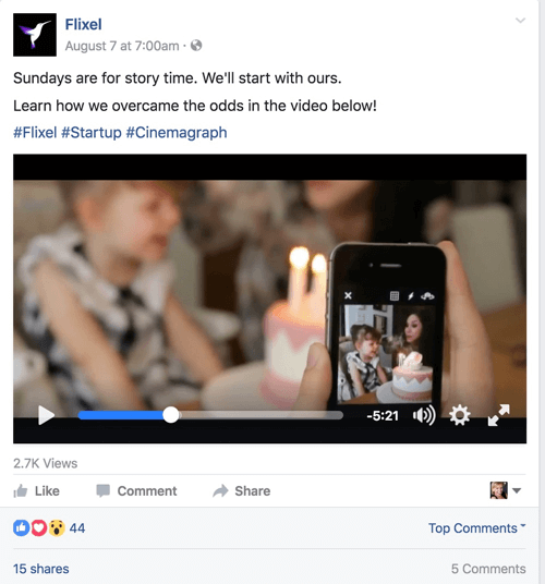 Flixel Facebook video annuncio