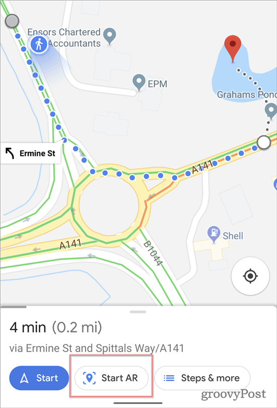 Navigazione AR di Google Maps avviare AR