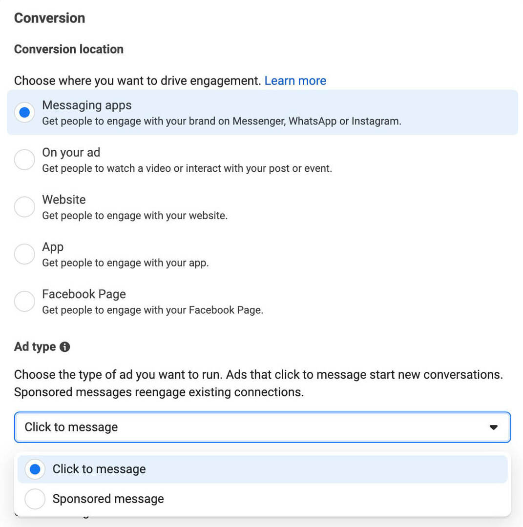 impostare-click-to-messenger-ads-in-facebook-reels-configure-ad-set-engagement-objective-3