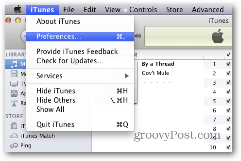 Preferenze Mac di iTunes