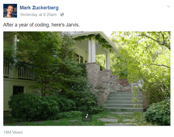 In una serie di post video sulla sua pagina pubblica, Mark Zuckerberg ha debuttato con Jarvis, un nuovo sistema di intelligenza artificiale personale che utilizza strumenti di Facebook, istruzioni in linguaggio naturale e riconoscimento facciale.
