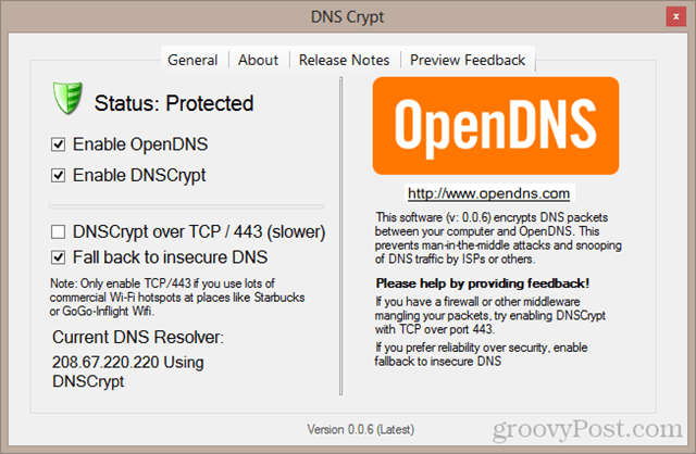 Pannello di controllo DNS Crypt