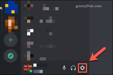 Accesso al menu delle impostazioni di Discord