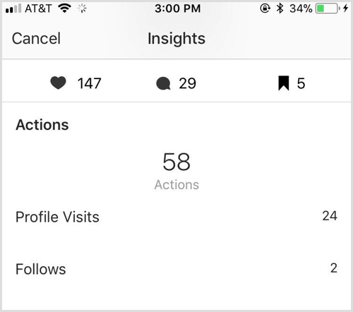 Instagram Insights post Actions
