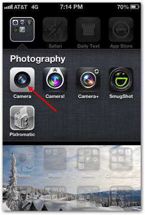 Scatta foto panoramiche per iPhone iOS: tocca Fotocamera