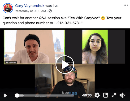 Facebook Live di Gary Vaynerchuk