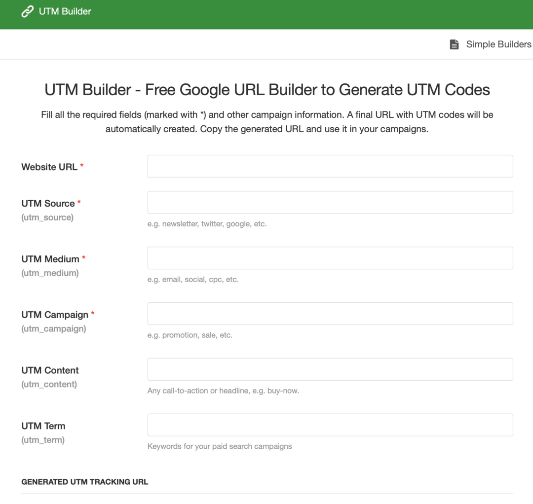 immagine del modulo UTM Builder