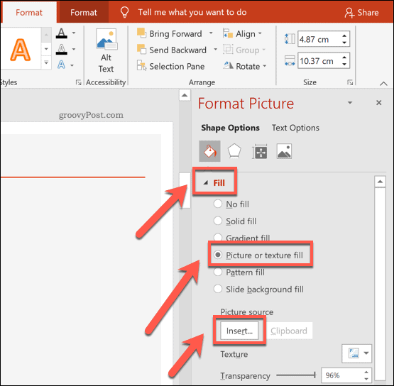 Inserimento di un'immagine in una forma in PowerPoint