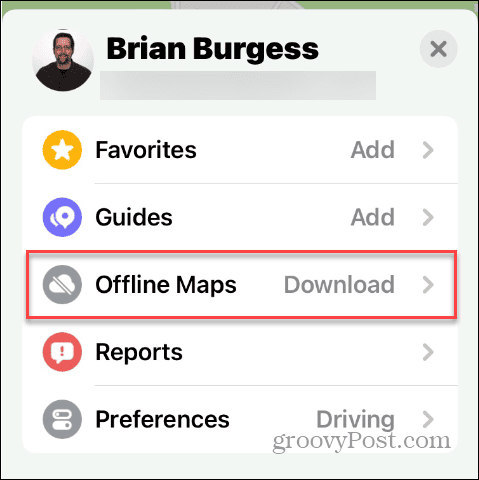 Opzione Mappe offline