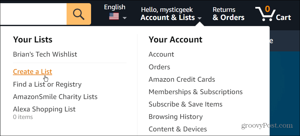 Condividi una lista dei desideri di Amazon