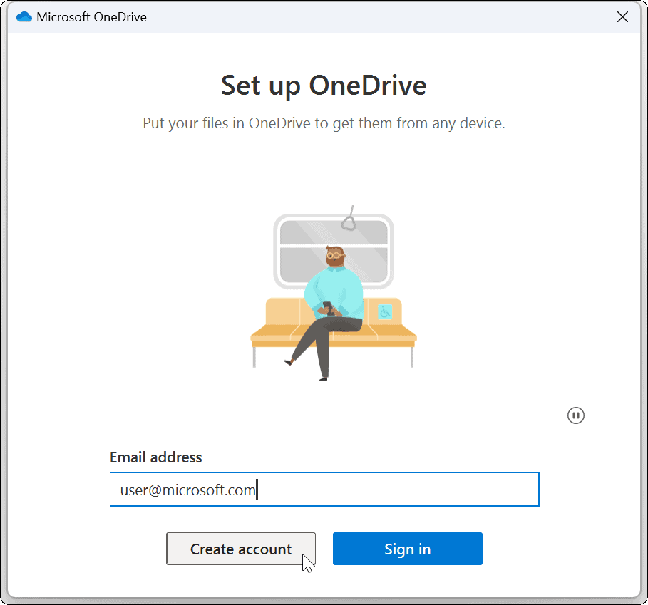 ricollegare l'account OneDrive