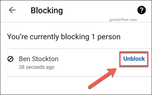 Opzione per sbloccare un utente LinkedIn