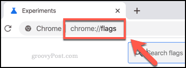 Accesso al menu delle bandiere di Chrome dalla barra degli indirizzi