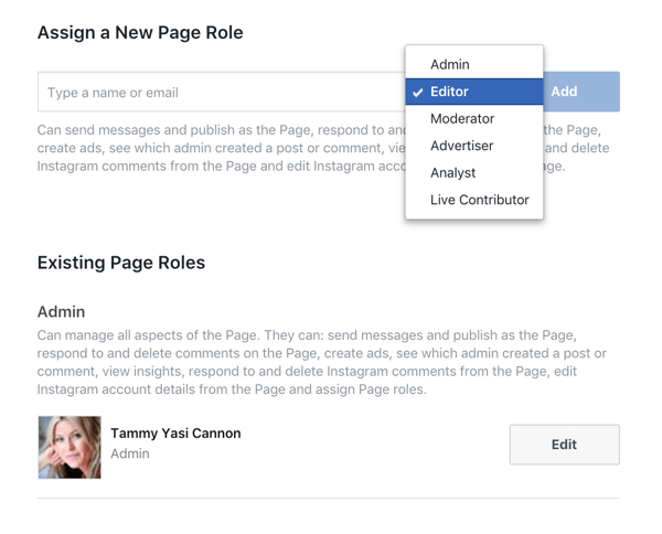 Dai a ogni membro del tuo team solo l'accesso di cui ha bisogno per gestire la propria parte della tua pagina aziendale di Facebook.