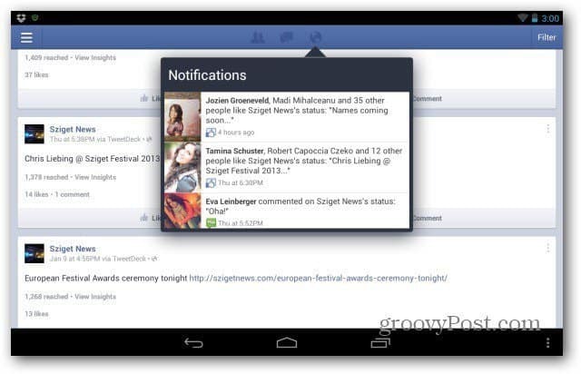 App per la gestione delle pagine di Facebook per Android Tour