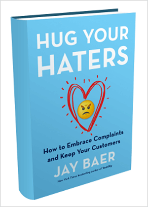 Questo è uno screenshot della copertina del libro di Hug Your Haters di Jay Baer.