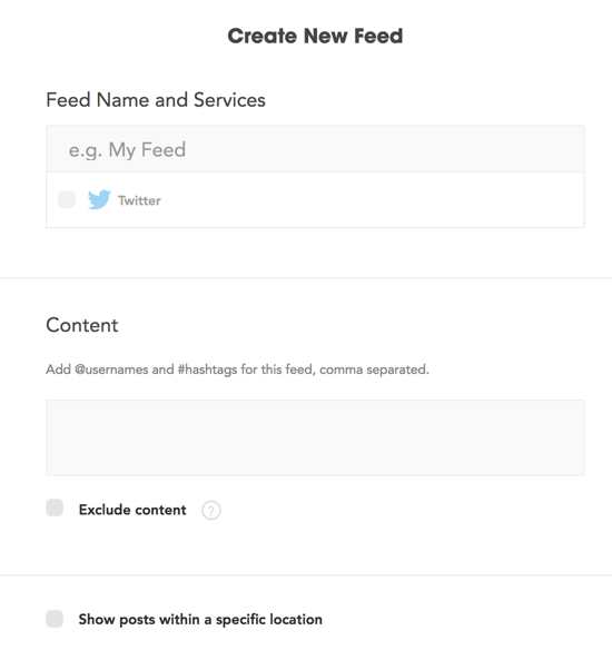 Puoi creare feed Waaffle basati su account individuali o hashtag specifici.