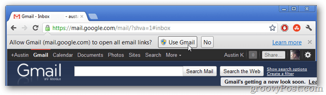 usa gmail come gestore dei link email predefinito