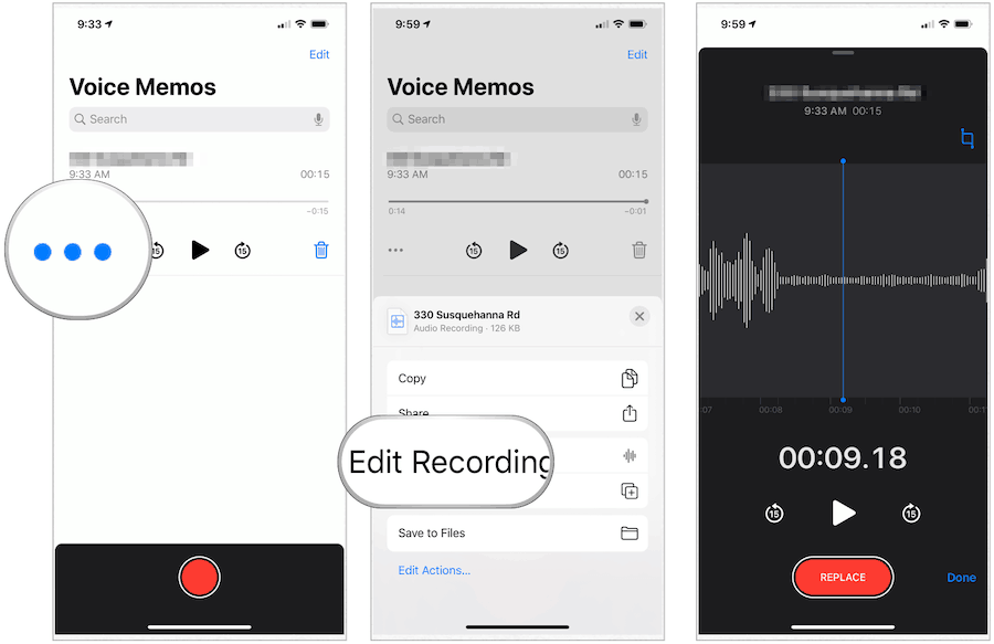 Modifica dei record dei memo vocali di iPhone