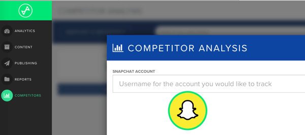 Aggiungi il nome utente Snapchat del concorrente che desideri monitorare in Snaplytics.