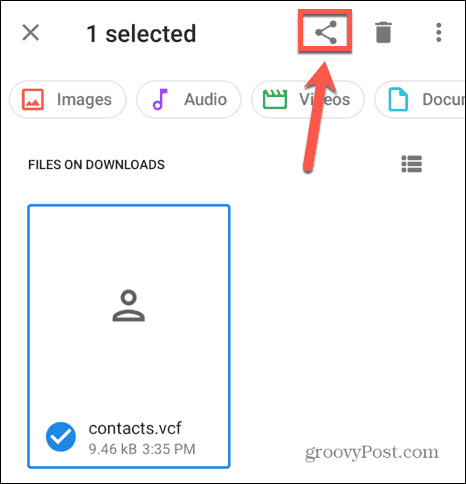icona di condivisione Android
