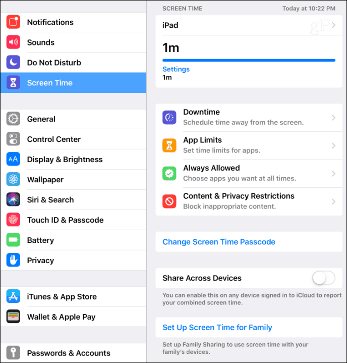 Impostazioni tempo schermo iOS 12