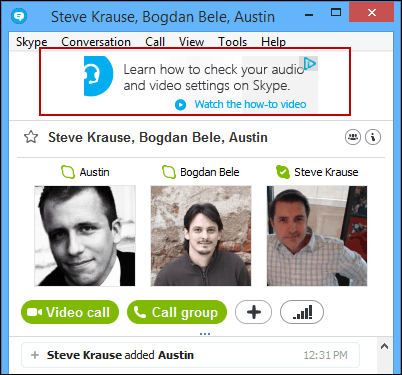 Annuncio banner Skype