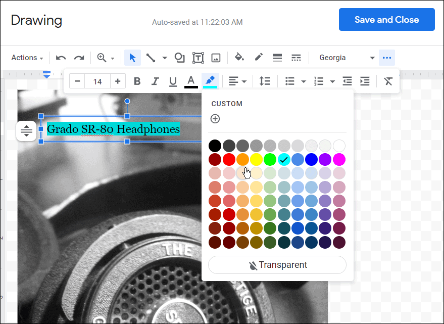 Colore del carattere ecc. Come sovrapporre le immagini in Google Docs