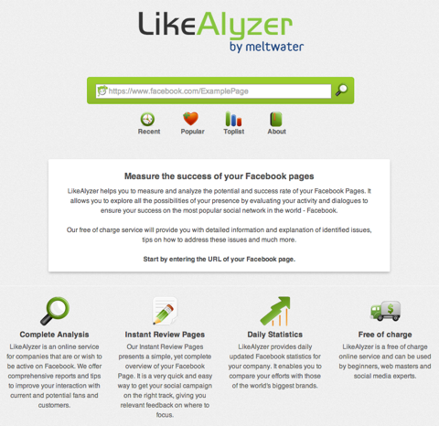 home page di likealyzer