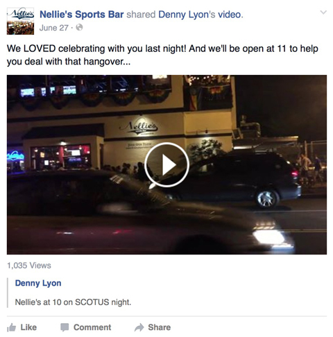 post facebook del bar sport di Nellies