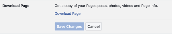 Segui le istruzioni per richiedere l'archivio della tua pagina Facebook.