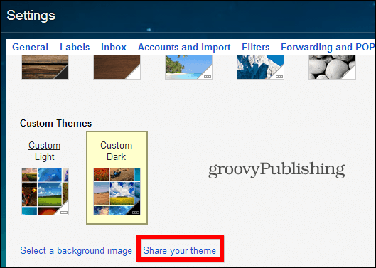 Come condividere il tema personalizzato di Gmail
