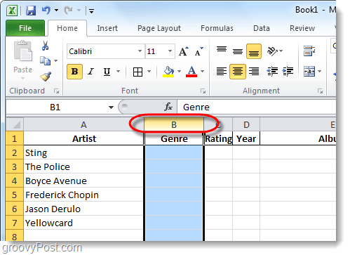 seleziona una colonna di celle in Excel