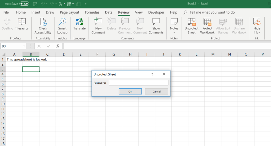 foglio Excel non protetto