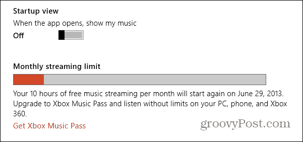 Limite streaming di Xbox Music