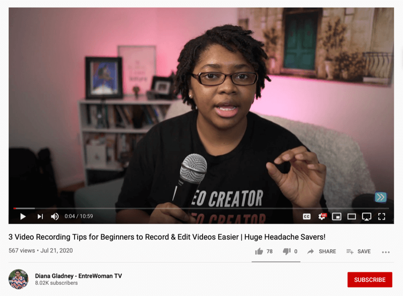 screenshot di un video tv entrewoman che offre 3 suggerimenti per i principianti per registrare e modificare i video più facilmente