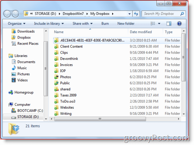 Cartella Dropbox su Windows 7 Visualizza