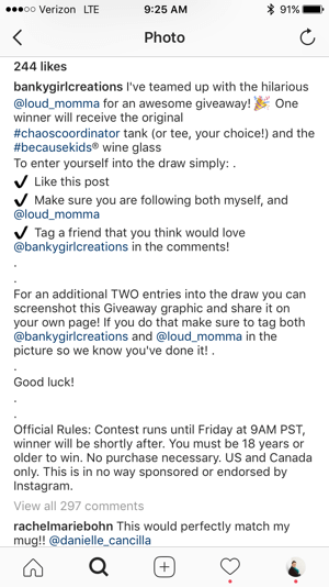 Assicurati che le regole del tuo concorso su Instagram affermino esplicitamente che Instagram non sponsorizza o sostiene il tuo concorso.