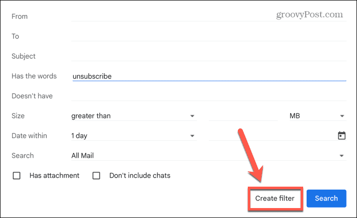 gmail crea filtro