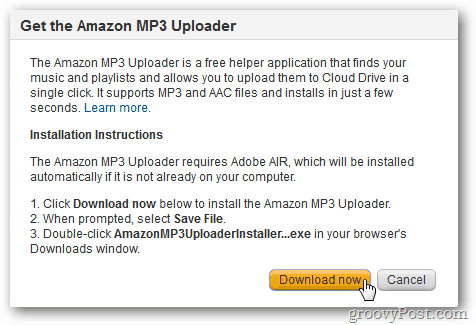Installa Amazon MP3 Uploader
