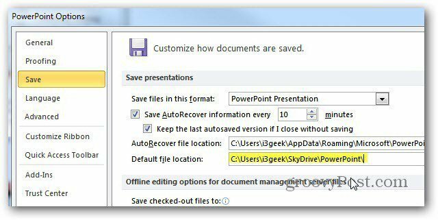Salva i documenti di Microsoft Office su SkyDrive per impostazione predefinita