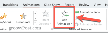 PowerPoint aggiunge animazione