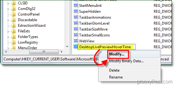 assegna un nome al tuo nuovo DWORD e modificalo in Windows 7