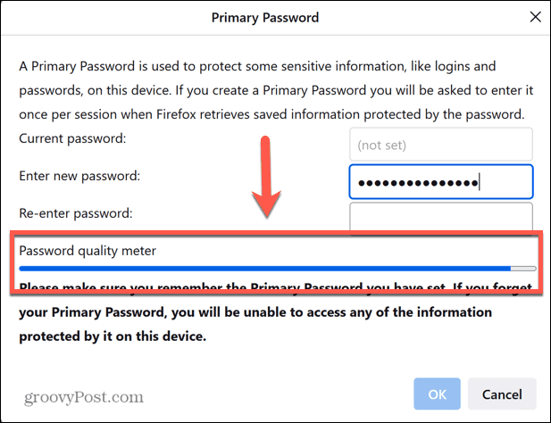 qualità password firefox