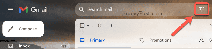 Pulsante di ricerca avanzata di Gmail
