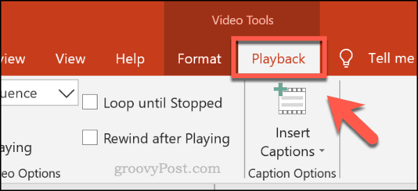 La scheda del menu di riproduzione per i video in PowerPoint