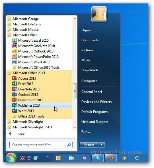 entrambe le versioni di Office Avviare Windows 7