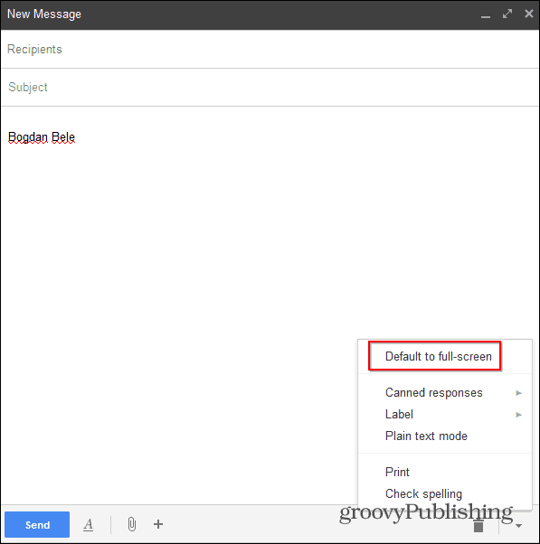Nuovo Gmail Componi a schermo intero